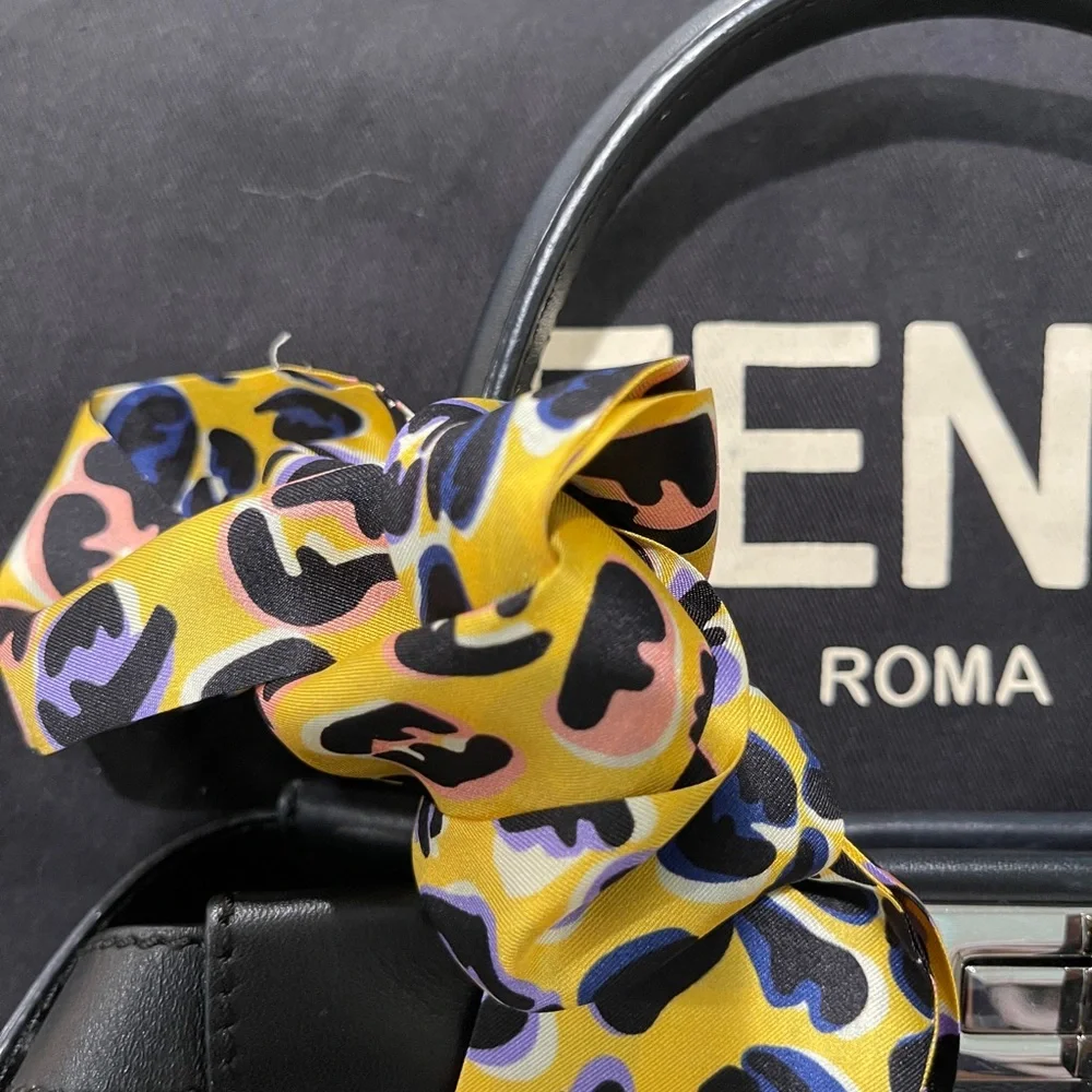 Fendi Yellow and Black Silk Scarf